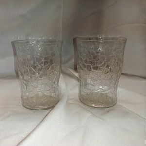 2 Vintage very fine crackle clear glass (sold as set)